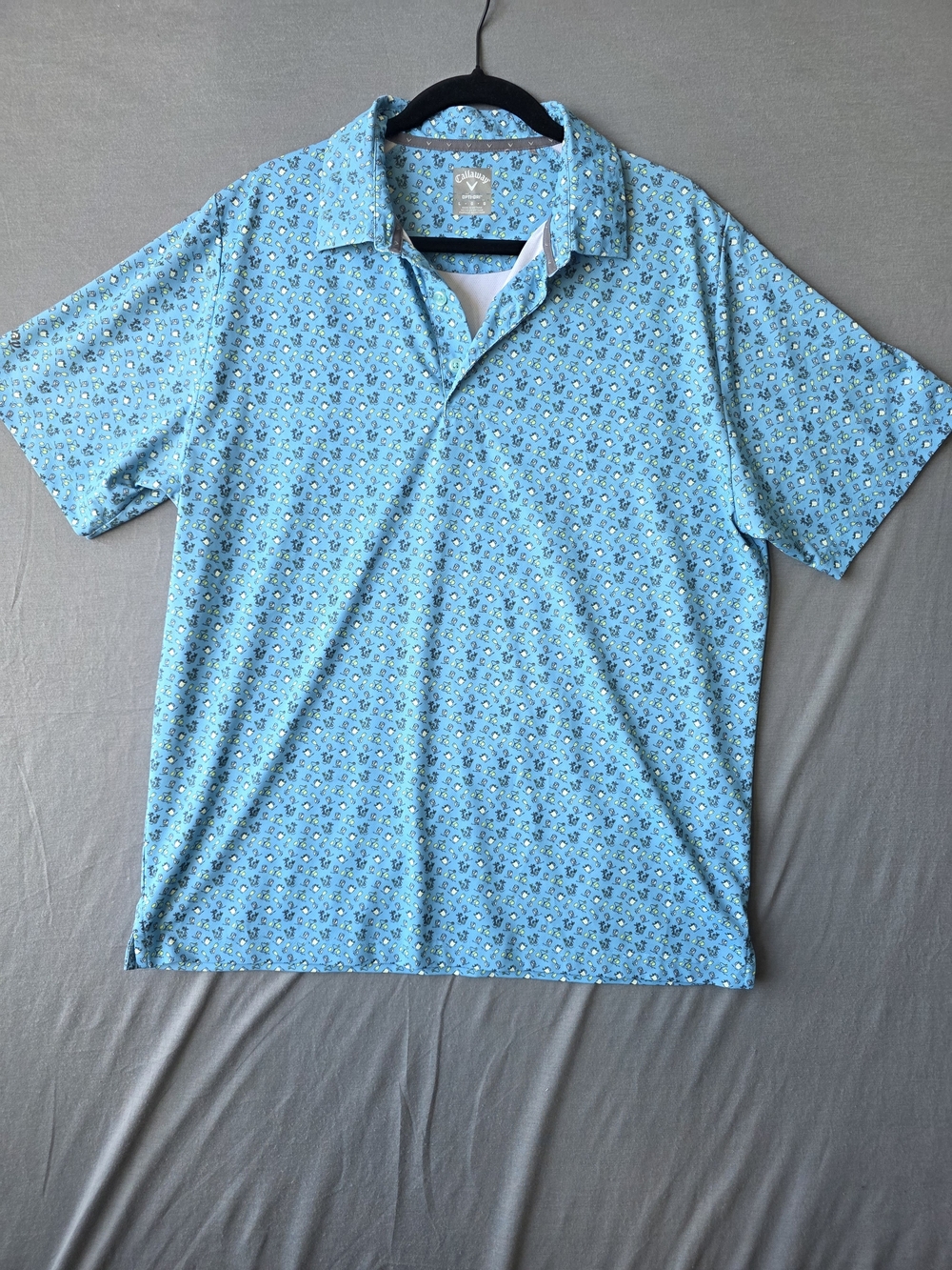 Callaway Opti-Dri Golf Polo Men’s Large Blue Cocktail Print Performance Shirt
